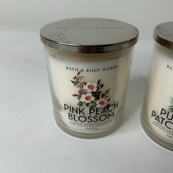 Bath & Body Works Candles 7oz Purple Patchouli & Pink Peach Blossom - Picture 2 of 7
